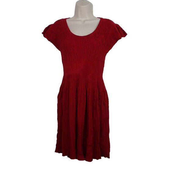 Sparrow Red Knit Sweater Dress Women Size L Wool Angora Blend Scoop Neck FLAW - Picture 1 of 10